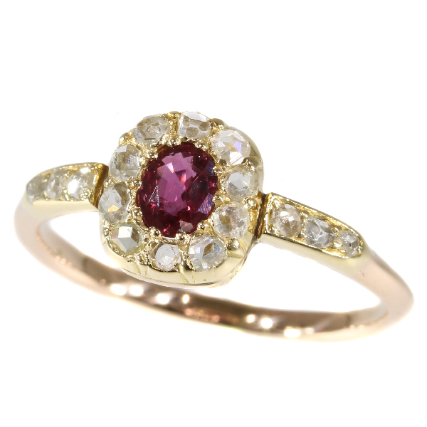 Charming diamond ruby Victorian antique ring